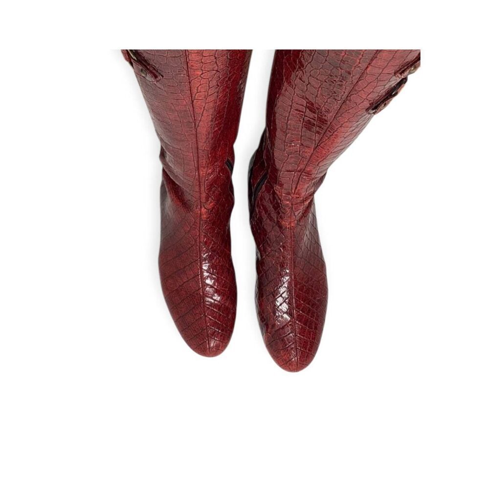 Donald J Pliner Red crocodile embossed leather‎ boots size 9.5